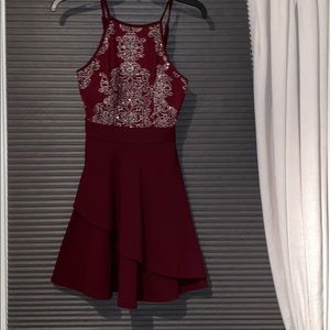Halter Glam Maroon Dress